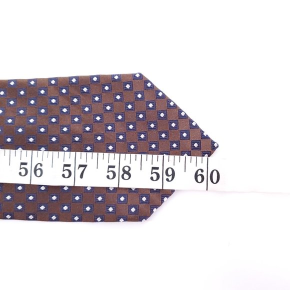 Pascal Morabito Men 100% Silk Tie Geometric Brown Blue 60x4 - NWOT - Picture 6 of 6